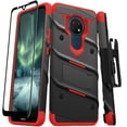 thumbnail image 1 of ZIZO BOLT Series for Nokia C5 Endi Case with Screen Protector Kickstand Holster Lanyard - Black & Red, 1 of 6