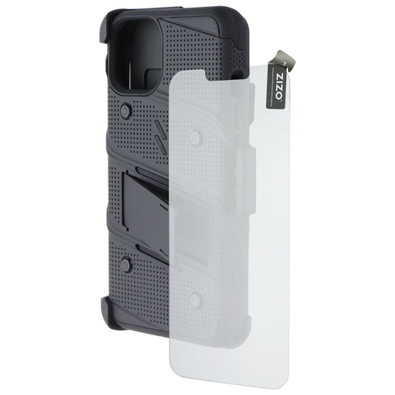 ZIZO Bolt Bundle with Case/Holster/Tempered Glass for Apple iPhone 13 - Black