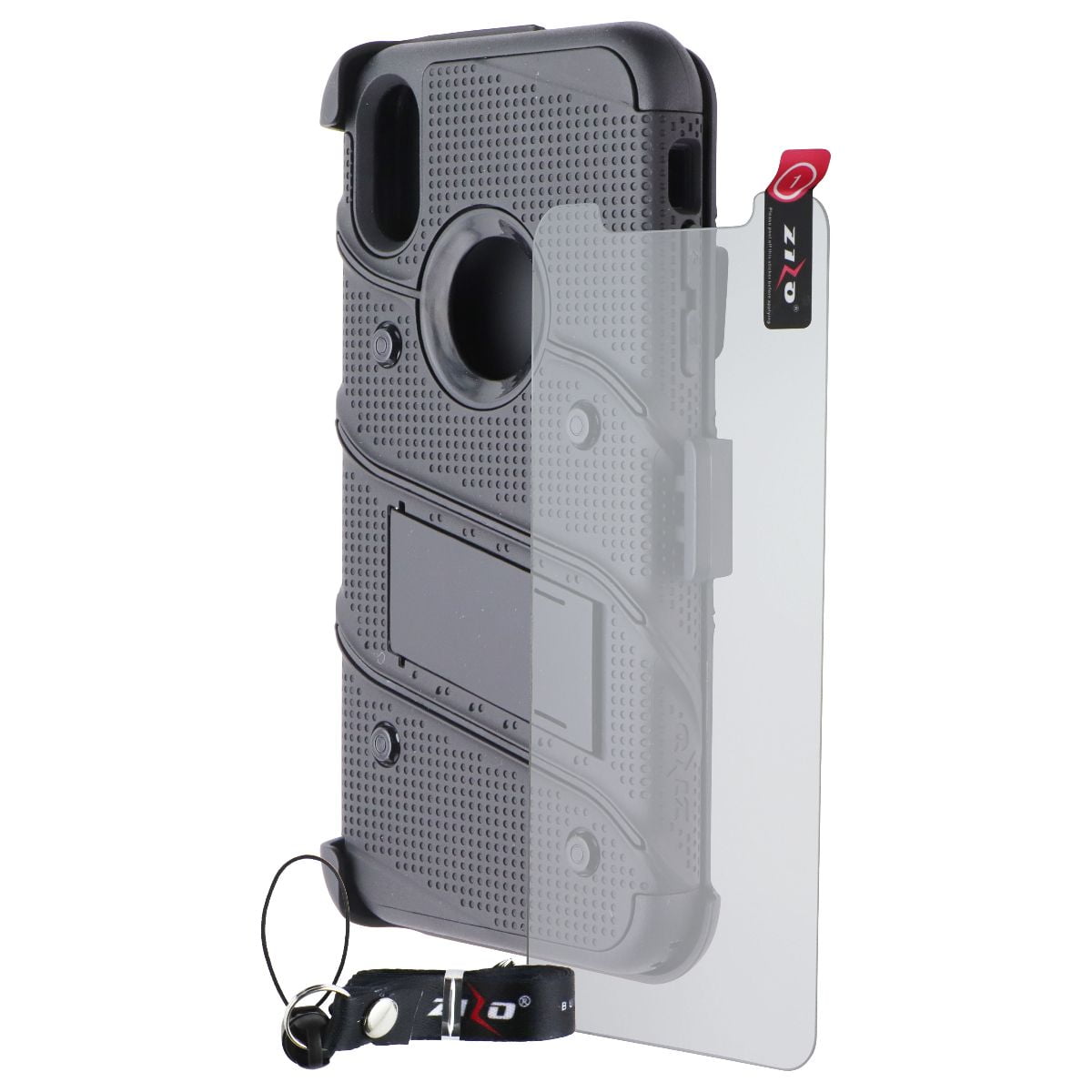 ZIZO Bolt Series for iPhone XR Case with Screen Protector Kickstand Holster Lanyard - Black