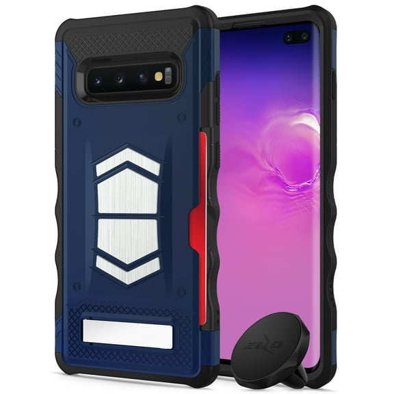 ZIZO ELECTRO Series for Samsung Galaxy S10 Plus with Card Slot and Air Vent Magnetic Holder Dark Blue Black