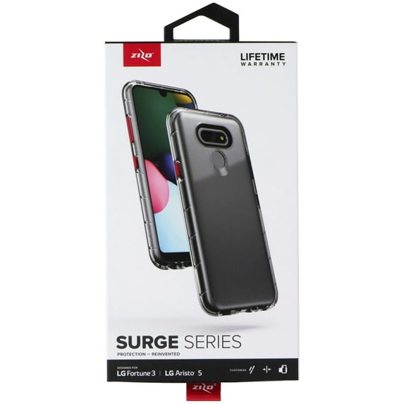 ZIZO SURGE Series for LG Fortune 3 Case - Sleek Clear Case Customizable Buttons - Clear