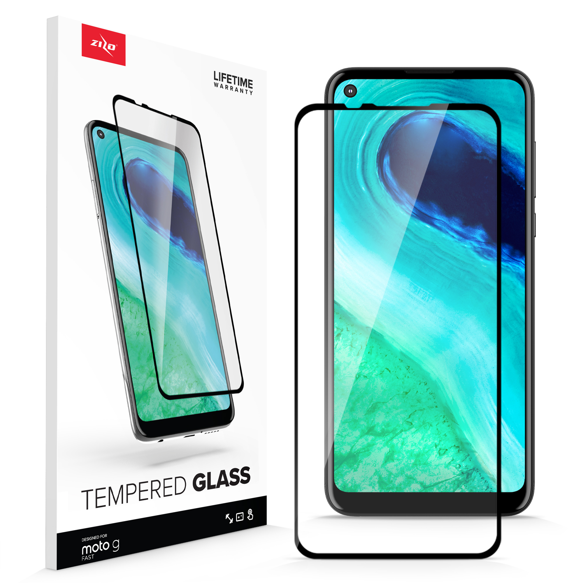 ZIZO TEMPERED GLASS Screen Protector for Moto G Fast Full Glue Clear