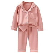 ZIZOCWA 2 Piece Comfort Children'S Thermal Underwear Set Cotton and Thickened Fabric Winter Home Wear Baby'S Clothing Toddler Boy Fall Clothes Pink Size180