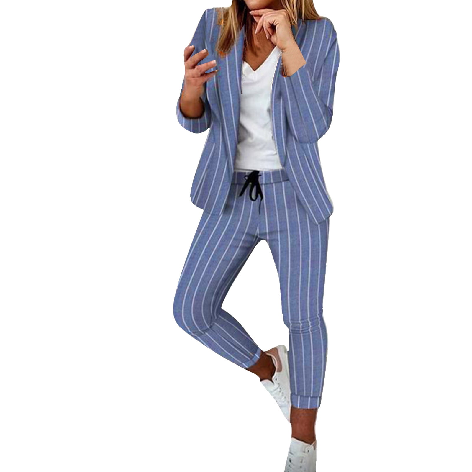 Women's Black Striped Suit 3-Piece Set: Customized elegant striped jacket,  vest and trousers, suitable for