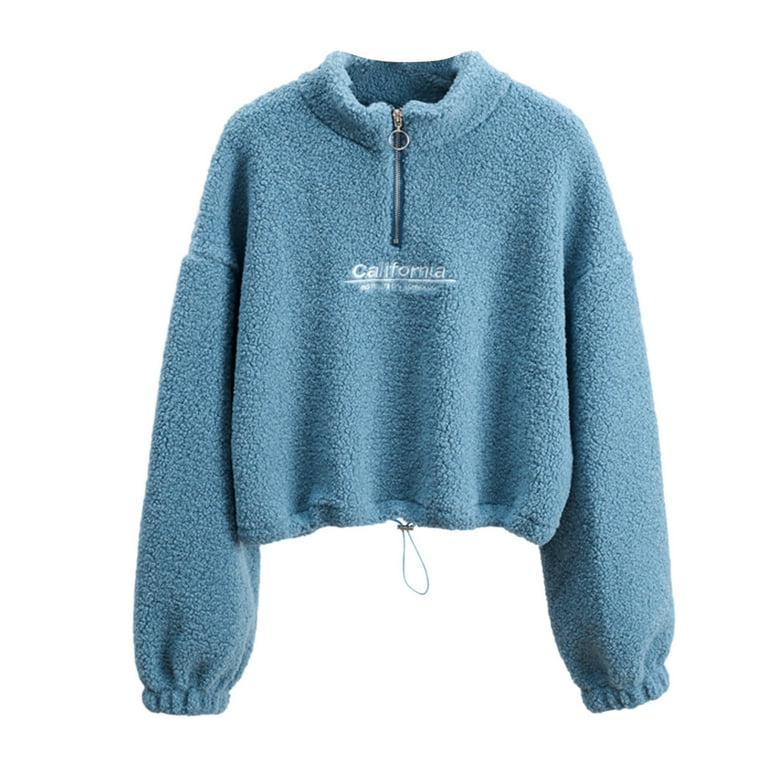 ZIZOCWA Butter Sweatshirt Color Sleeve Winter Letter Women S Fuzzy Sweatshirts Casual Long Sleeves Shaggy Pullover Lightweight Short