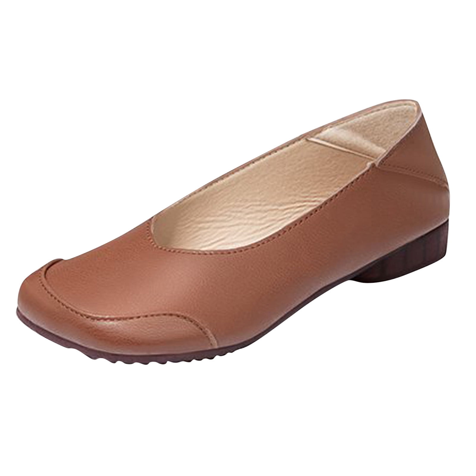 Wide Toe Box Velcro Comfy Retro Flat Shoes 41 36 / Brown