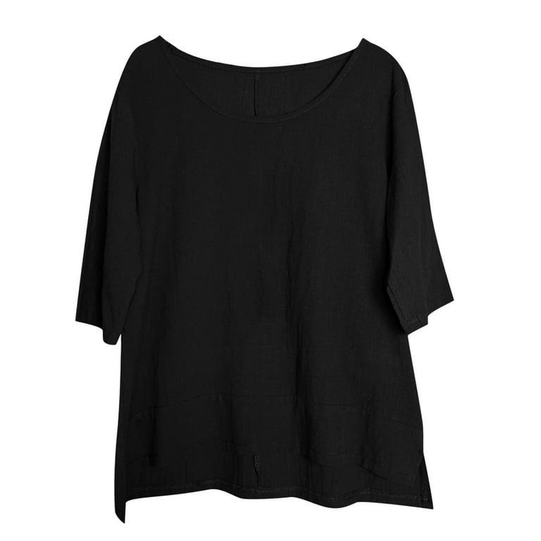 ZIZOCWA Chigant Oversized V Neck T Shirts For Women Women Casual Solid Crew  Neck Short Sleeve Cotton Blend Loose Blouse Splice Top Dressy Tops Short
