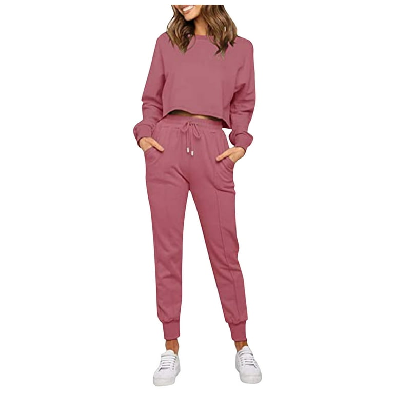 ZIZOCWA Classy Outfits for Women Cute Outfits for Women Party Women'S Two  Piece Set Of Gradient Solid Color O Neck Long Sleeve Csual Tops And Long  Pants Sports Set Petite Suit Pants