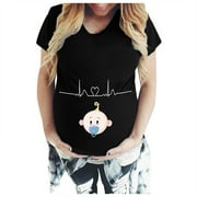 ZIZOCWA Comfy Shirts for Women Long Sleeve Cotton Spandex Shirt Fashion Pregnant Women T-Shirt Tops Women'S Maternity Baby Print Top Tee Womens Summer Shirts