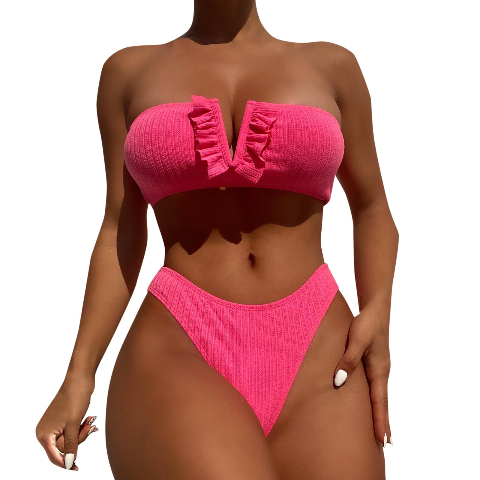 ZIZOCWA High Wasted Swim Suites Women Soild Print Bikinis Swimsuit High