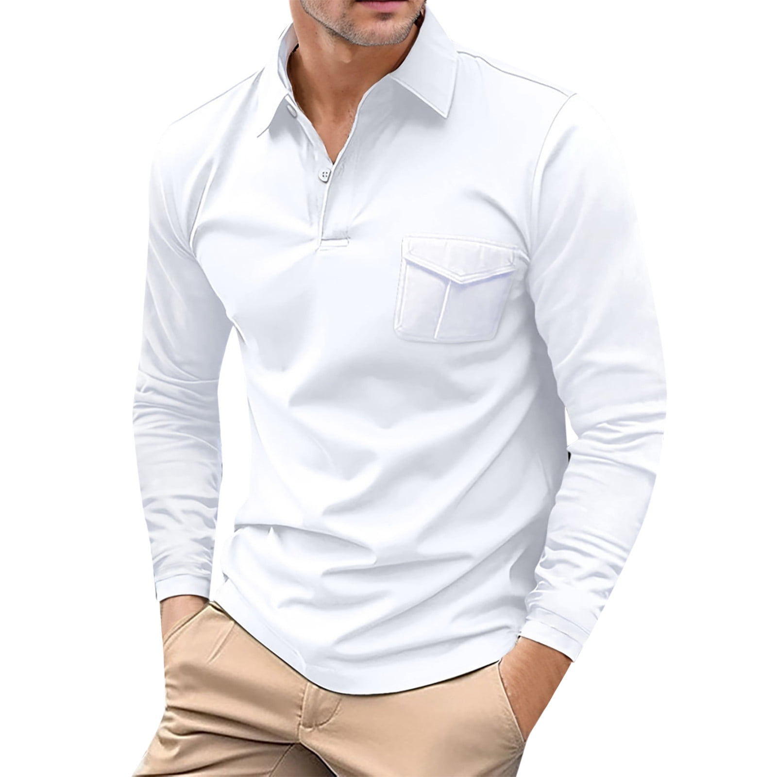 ZIZOCWA Men‘S Casual Solid Color Long Sleeve T Shirt with Pockets Comfy ...