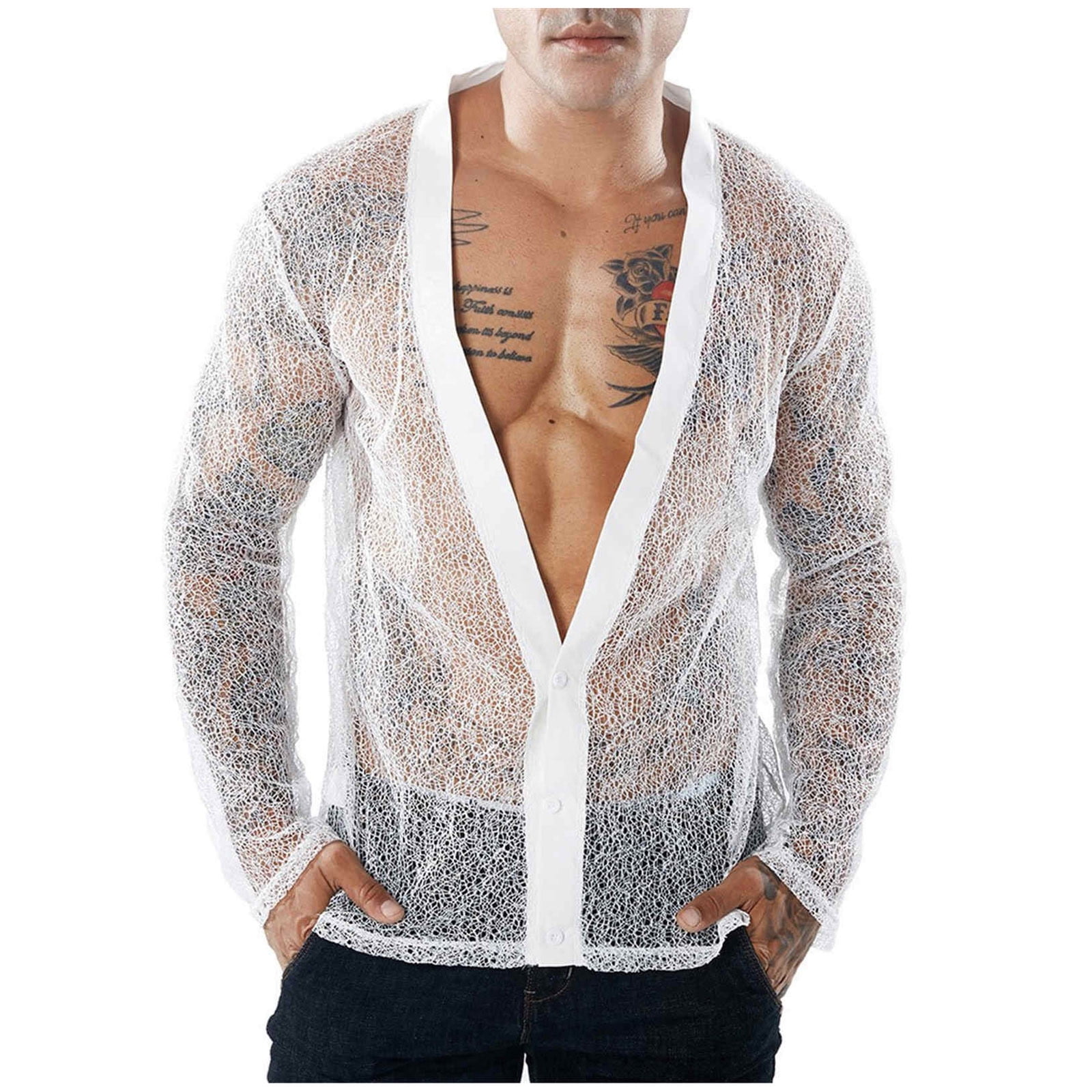 White transparent top shirt for men