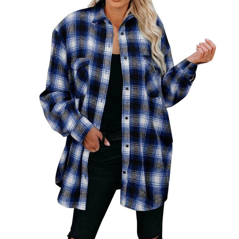 ZIZOCWA Nordstrom Women Women V Neck Tops Women'S Flannel Plaid Light  Weight Thin Jacket Shirts Raglan Long Sleeve Button Down Chest Pocketed  Shirts Coats Shacket X Small T Shirt 