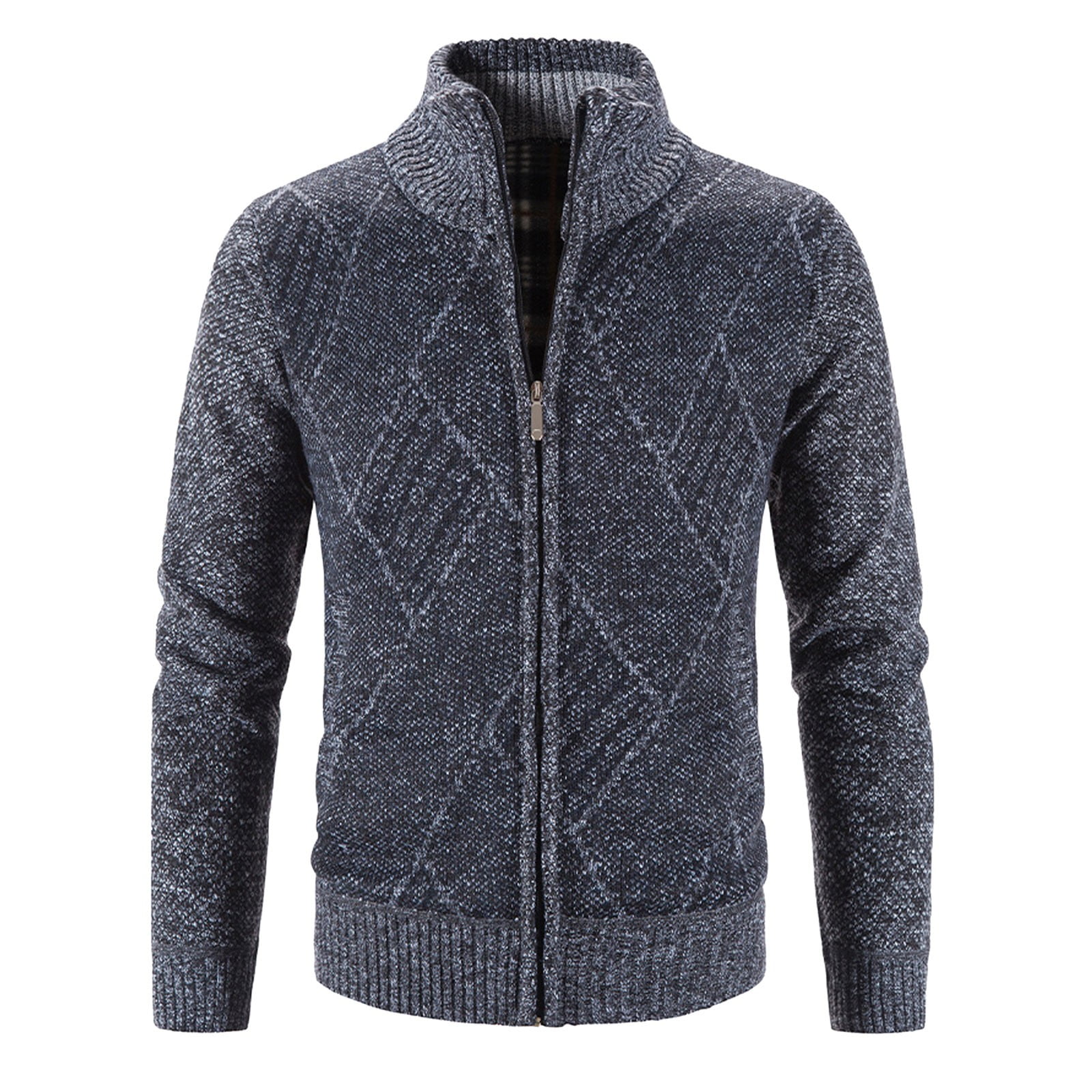 Zizocwa Office Essentials for Men Mens Light Hooded Jacket Men's Winter Sweater Jacket Fashion Long-sleeved Plus Velvet Thick High-Neck Diamond Block