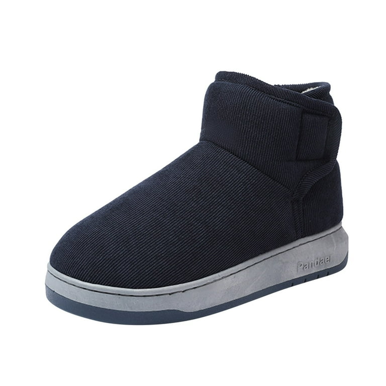 ZIZOCWA Office Shoes For Men Mens Extra Wide Snow Boots Mens Casual Solid Color Suede Cotton Slippers Warm Thick Stoled Short Cotton Boots Shoes For