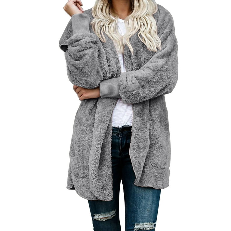 ZIZOCWA Teddy Coat For Women Nonstop Jacket Women'S Artificial Wool Plus  Size Solid Color Sweatershirt Hooded Pullover Warm Wool Plush Coat Jacket