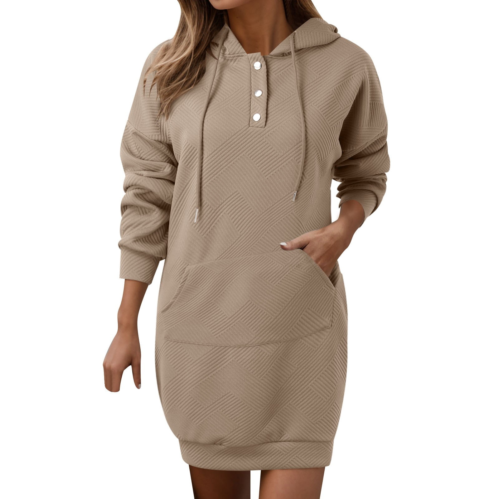 ZIZOCWA Women Hoodies Dress Button Hooded Sweatshirts Dress 2023 Fall