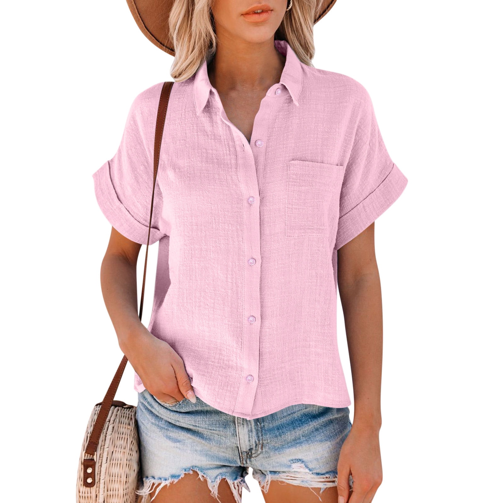 ZIZOCWA Women Shirt Linen Button Down Fitted Dress Shirts For Women T ...