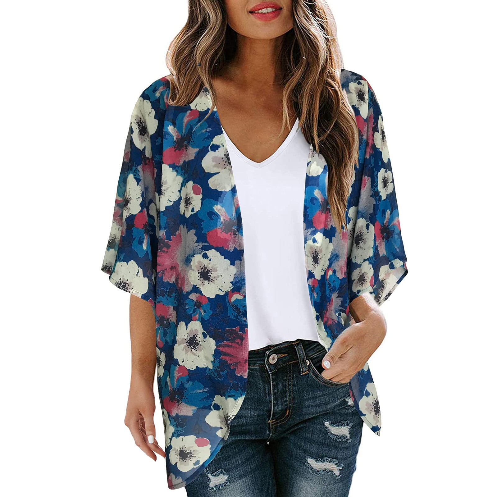 Women's Printed Loose Lace Chiffon Long Sleeve Cardigans Women's Printed Loose Lace Chiffon Long Sleeve Cardigans