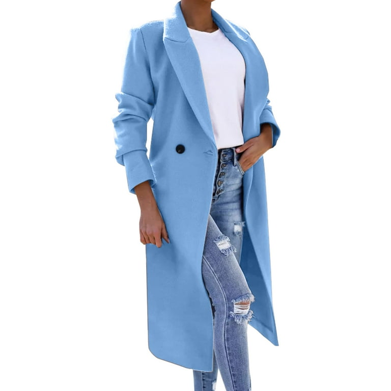 ZIZOCWA Womens Coats Winter Clearance Wool Blend Overcoat Women'S Wool Coat  Blouse Thin Coat Trench Long Jacket Ladies Slim Long Belt Elegant Overcoat
