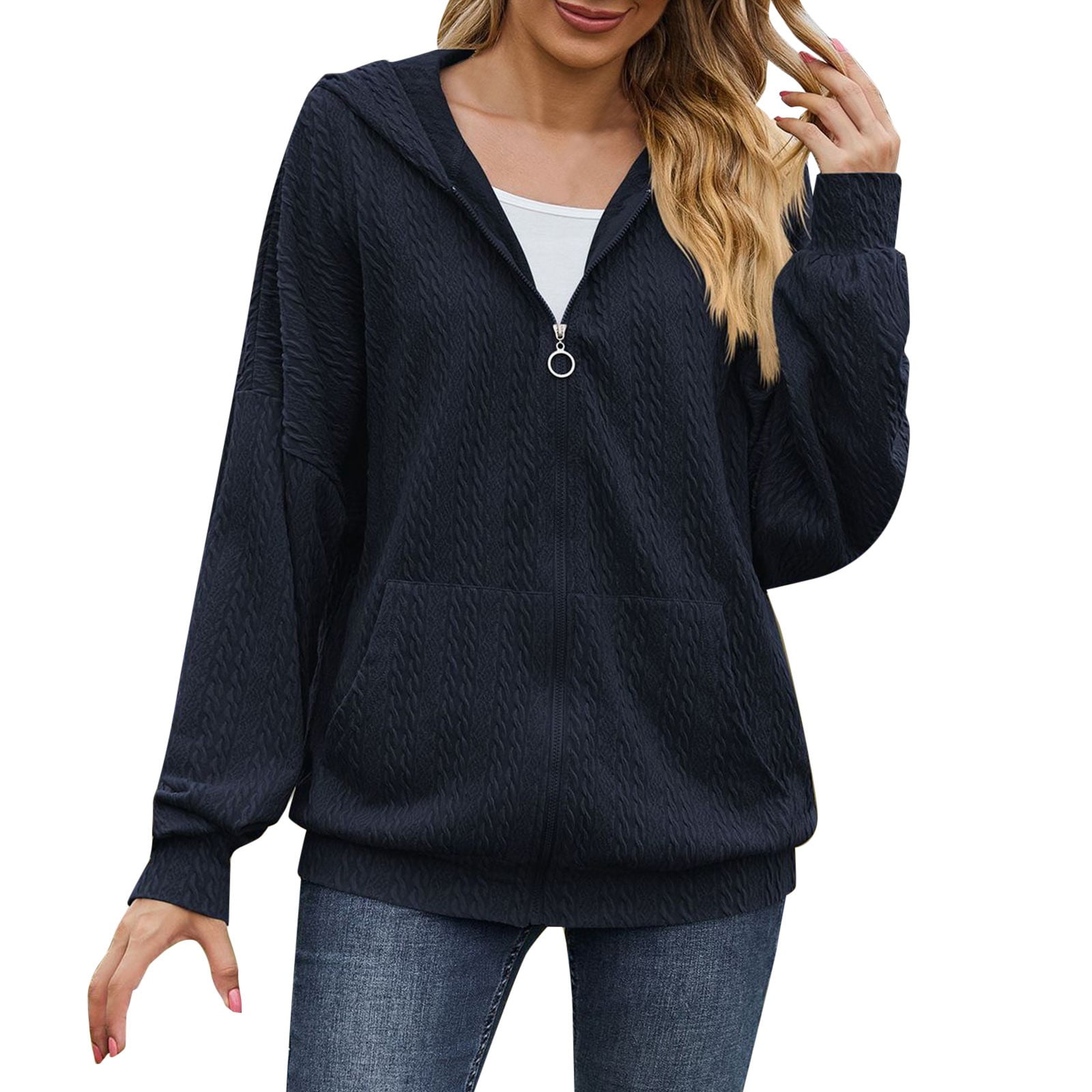 Women Hoodies Zip Up Sweatshirt Fashion Women's Zipper V-Neck Pullover