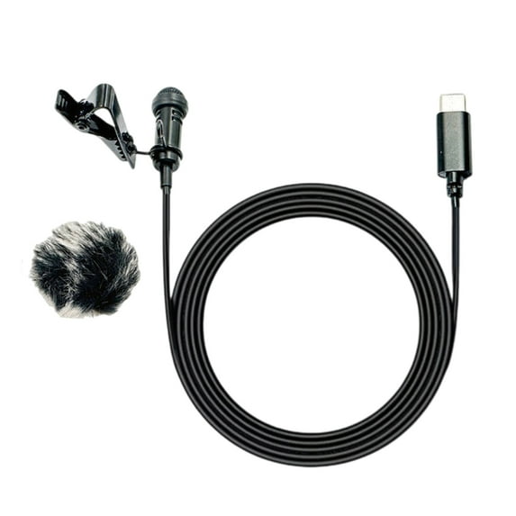 ZJ030MR USB C Lavalier Mic With Easily Clip Professional Omnidirectional Pickup Noise Reduction Optional Cover Muff
