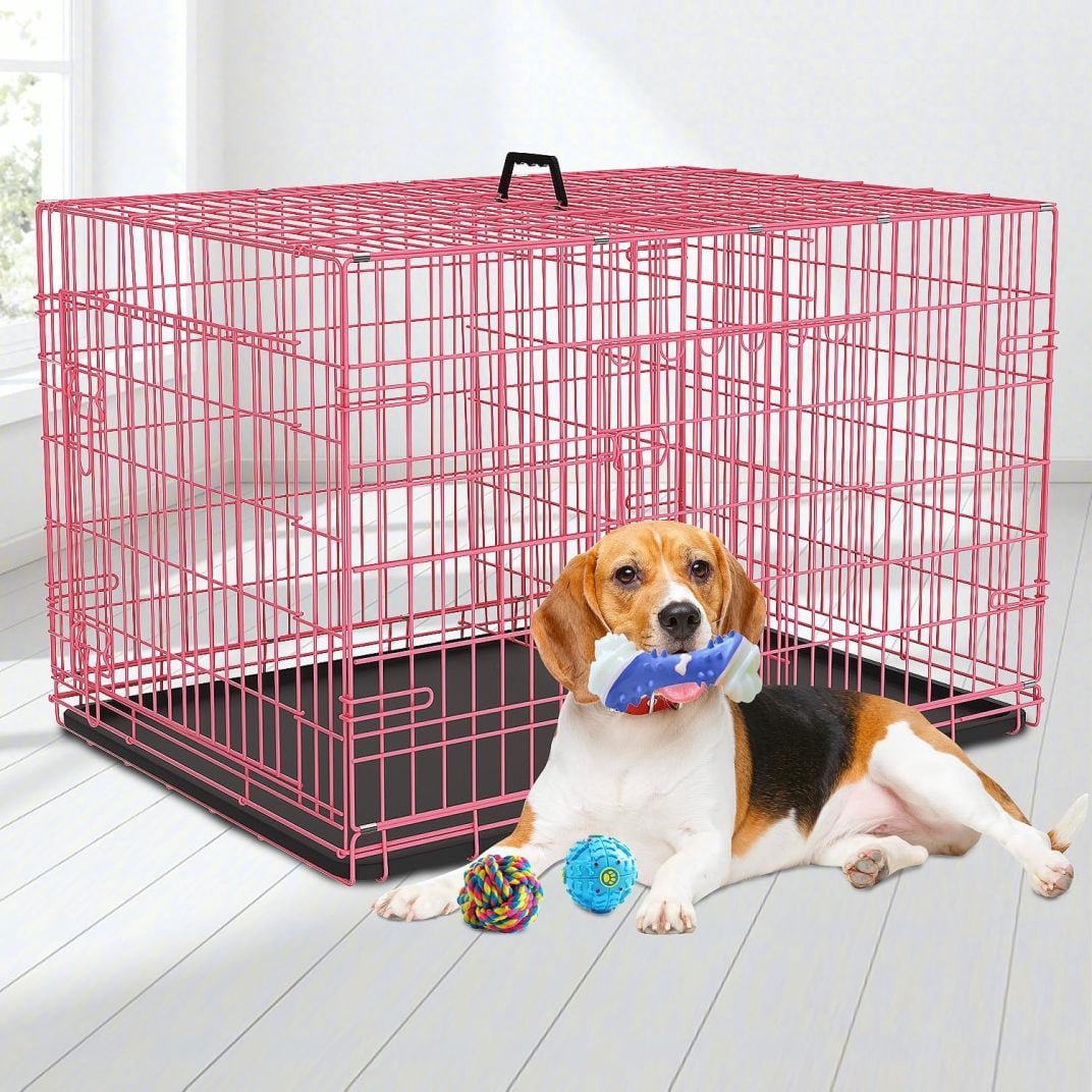 ZJBP Foldable Dog Crate Wire Metal Dog Cage Small 30