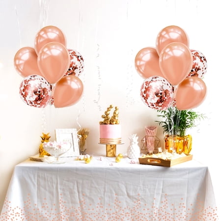 MBYHSC Rose Gold Party Decorations Balloon Stand and Tablecloth for Birthday Wedding Retirement Mother's Day New Years Graduation Decorations 2025