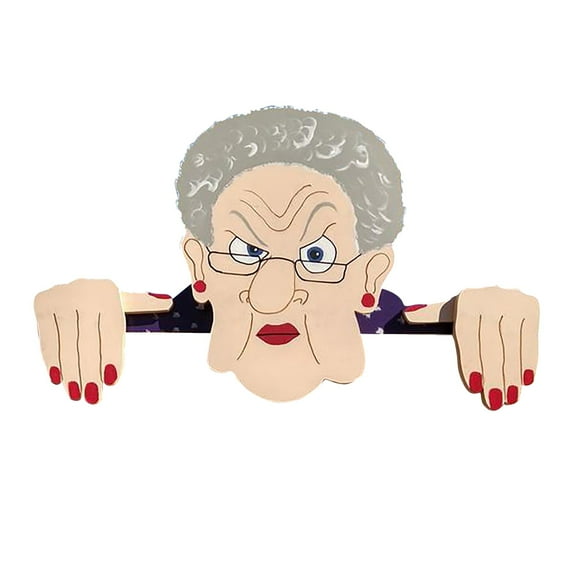 ZJDOAK 3D Nosy Neighbor Fence Decoration,Lifelike Old Man Sign Lawn Outdoor,Fence Peeker Christmas Decoration Funny Old Man and Lady Yard Sign