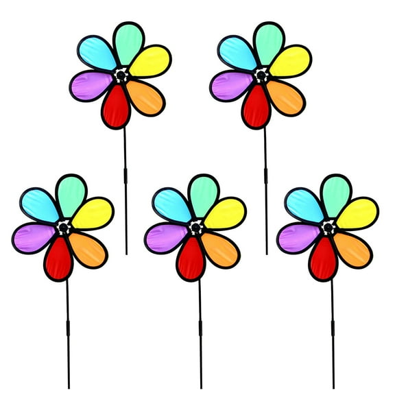 ZJDOAK Multi Color Flower Nylon Wind Spinner, Outdoor Decoration Whirligig Garden Stake Yard Spinner Windmill Lawn Ornament Lawn Windmill Decoration
