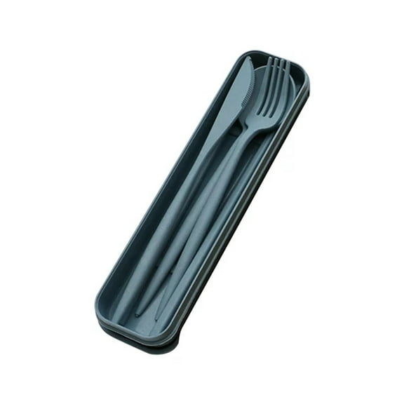 ZJDOAK Plastic Straw Portable Knife Fork Spoons Tableware, Reusable Travel Utensils Set with Case, Eco-Friendly BPA Free Cutlery for Kids Adults Picnic Camping Utensils