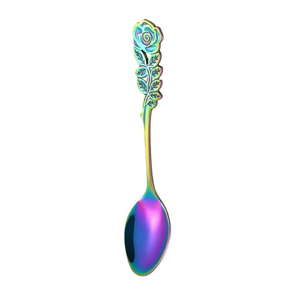 ZJDOAK Rainbow Dinner Spoons, Stainless Steel Table Spoon With Titanium Colorful Plating, Rainbow Soup Spoons, Dessert Spoons Sliverware Dishwasher Safe