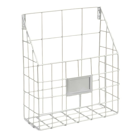 ZJDOAK Wall File Organizer Mesh Hanging Wall Files Holder, Hanging Wire Magazine Rack and Mail Holder with Hooks Office Wall Organizer for Papers Folders Files Clipboard
