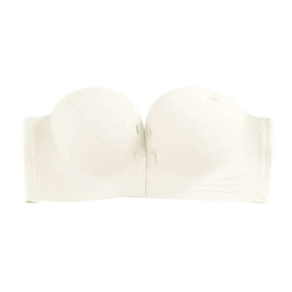 ZJFXGS Bandeau Strapless for Women Strapless Bra for Women Womens Solid Color Wine Strapless Non Slip Adjustment Rimless Dress Bra Strapless Wireless Bras for Women White M