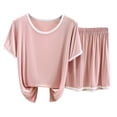 thumbnail image 1 of ZJXFGS Cooling Pajamas for Women Pajamas for Women Set Women'S Sleepwear Short Sleeve Pajama Set Two Piece Short Set for Women Pink 3XL, 1 of 3