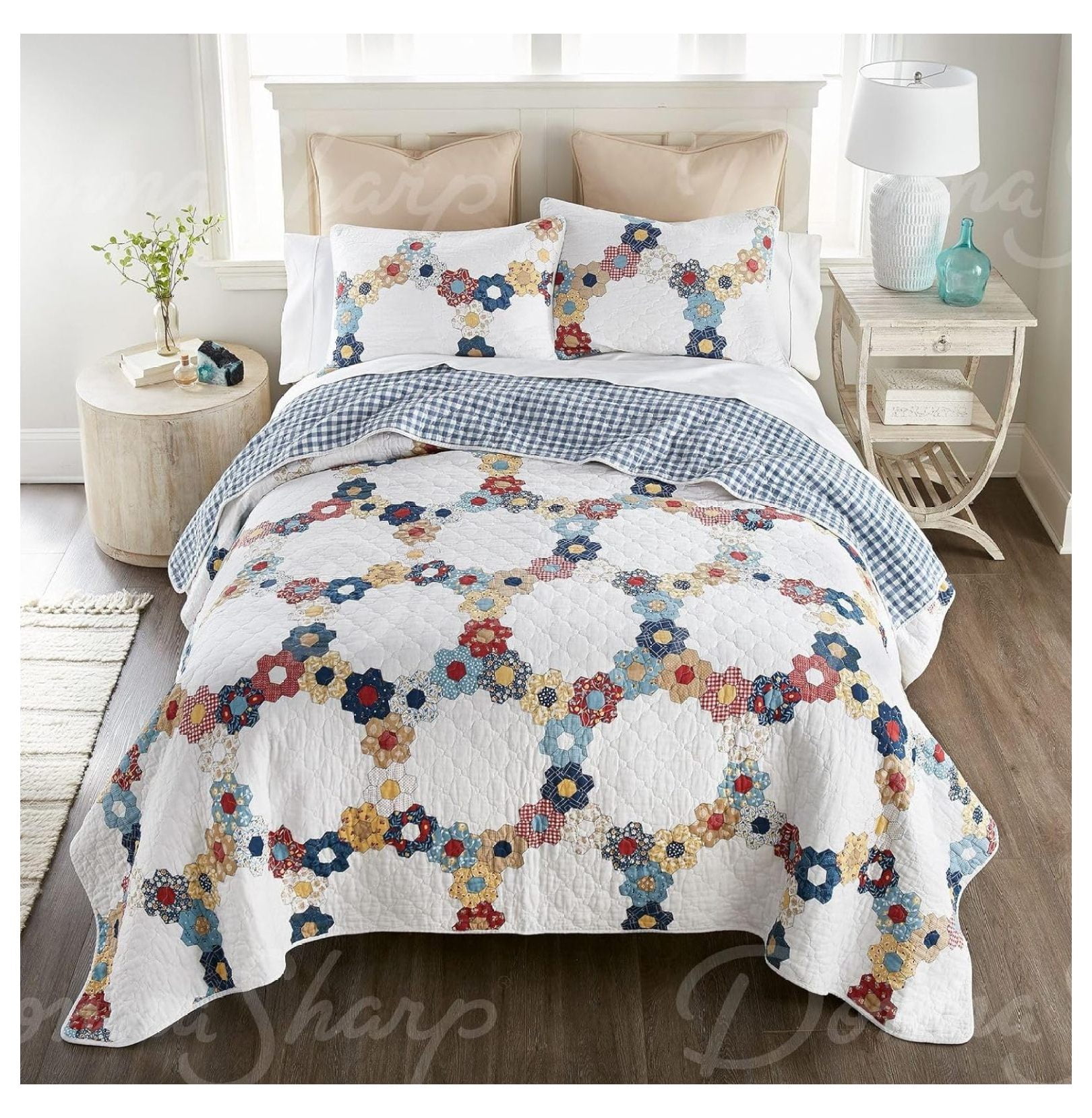 Gray Garden 3 piece quilt set, king size 2024 bed