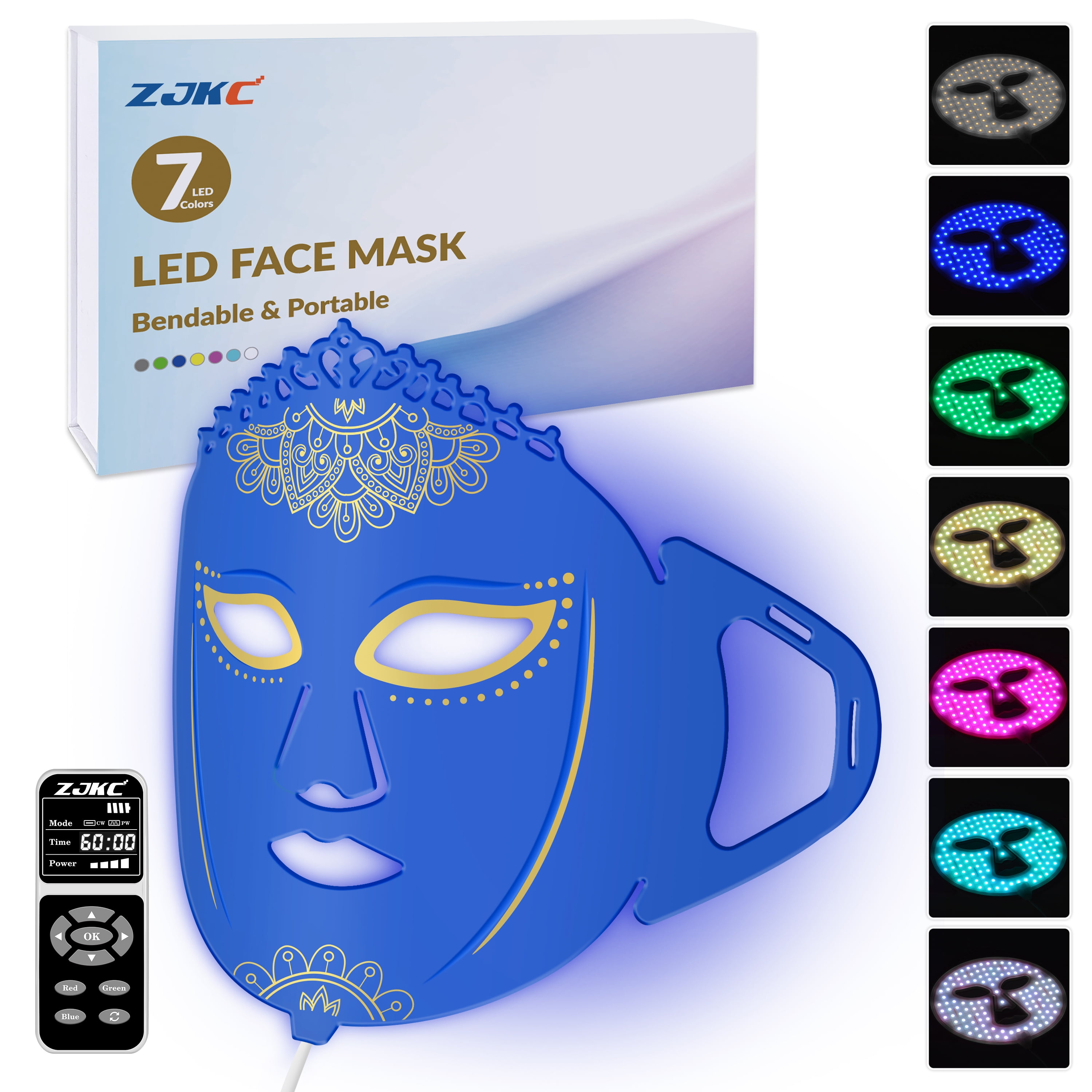 ZJKC 7 Colors Red & Infrared Light Therapy Mask, Blue Light Therapy for ...
