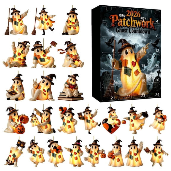 ZJNGJC 2026 Patchwork Countdown 2D Acrylic Hanging LED Light Up Display Halloween Indoor Window Home Party White