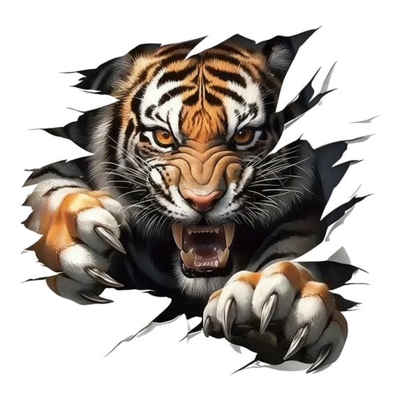 ZJNGJC 3D Tiger Stickers Home Art For Living Room Walls Easy Application Long Lasting Material Orange