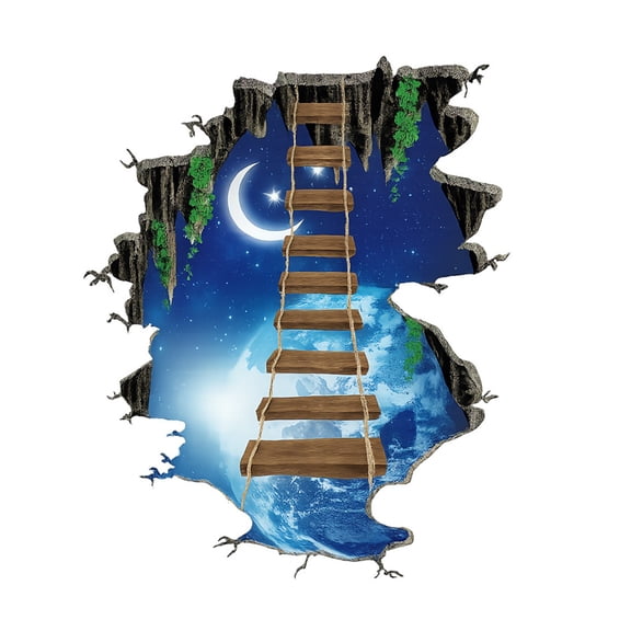 ZJNGJC 3D Visual Effect Home Decorative Stickers Easy Application Durable Material For Living Room Wall Adornment Dark Blue