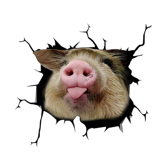 ZJNGJC 3D Visual Effect Pig Stickers Home Adornment Decals For Living Room Wall Easy Apply Durable A