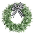 thumbnail image 1 of ZJNGJC 40cm Greenery Wreath with Gingham Bow - Festive Decor for Front Door, Mantel & Home Styling White, 1 of 5