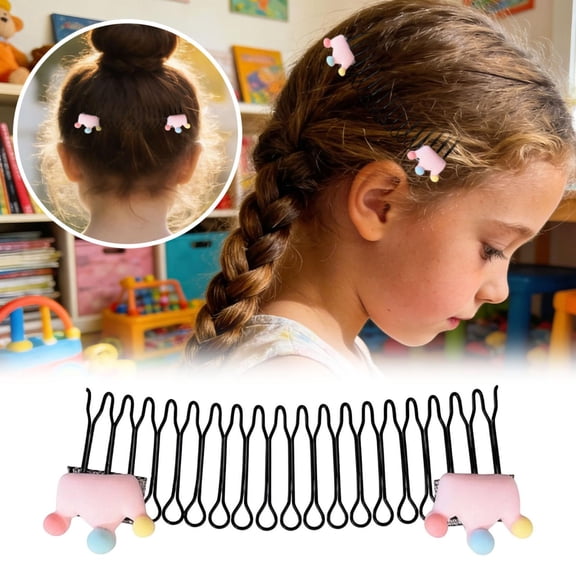 ZJNGJC 5Pcs Cute Cartoon Hair Finishing Comb for Kids, 9.5cm Adjustable Hair Clip with Playful Decorative Accents, for Braids, Buns & Everyday Hairstyles, Ideal Gift for Little Girls