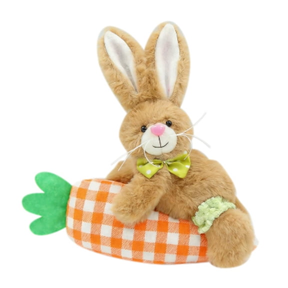 ZJNGJC Adorable Rabbit Stuffed Animal With Carrot Design And Lace Bowtie For Kids Cuddling Easter Toy A