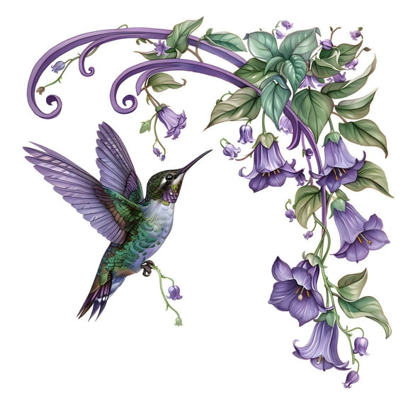 ZJNGJC Birds Flower Wall Decal Hummingbird Decal Self Sticky School Waterproof Bedroom Restroom Home Art Decor Room Wall Sticker Purple