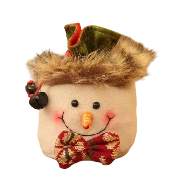 ZJNGJC Christmas Gift Doll Bags with Drawstring 3D Xmas Candy Apple Snowman Elk Santa Fabric Merrie Bag for Kids Holiday Party Wrapping Brown