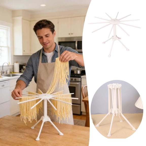 ZJNGJC Collapsible Spaghetti Dryer Stand, 10 Arms Pasta Drying Rack, Noodle Hanging Dryer for Homemade Pasta, Kitchen Gadget for Drying Spaghetti and Noodles