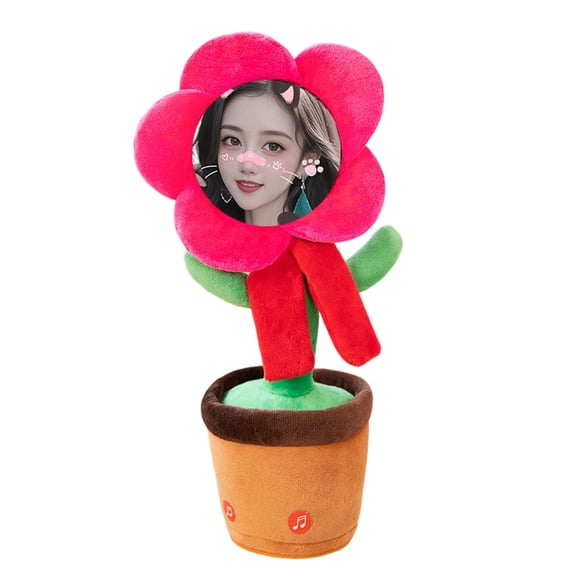 ZJNGJC Dancing Talking Sunflower Toy Mimicks What You Say Sings Records Songs Funny Interactive for Birthday Festival Holiday Red