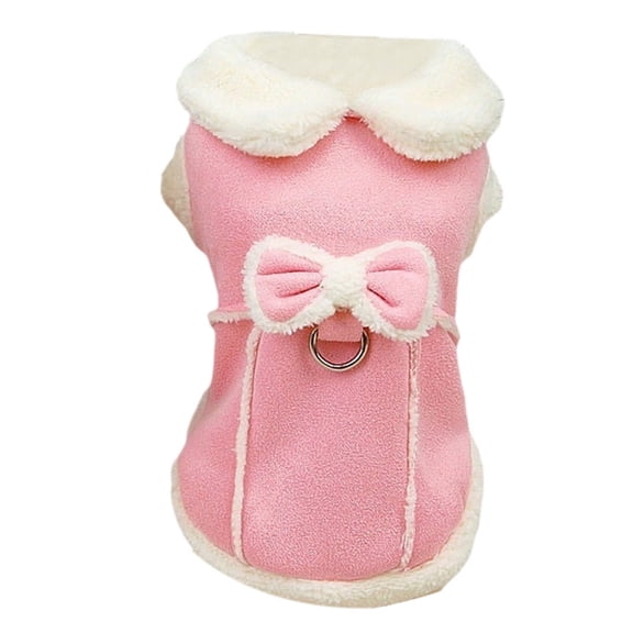 ZJNGJC Dog Jumper Warm Coat Soft Vest with Bow D-Ring Fuzzy Collar Winter Clothes for Small Dog Girls B 20x11x1cm