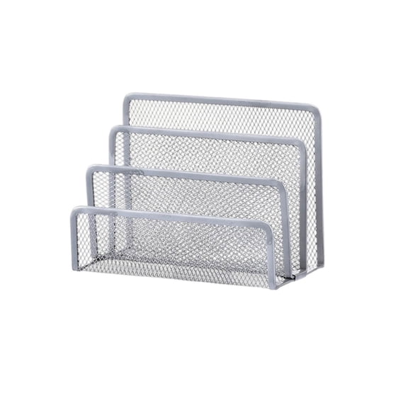 ZJNGJC Mail Organizer for Desk, Mesh Metal Mail Holder Countertop with 3-Slot, Letter Sorter File Holder, Office Envelope Organizer for Mails, Silver
